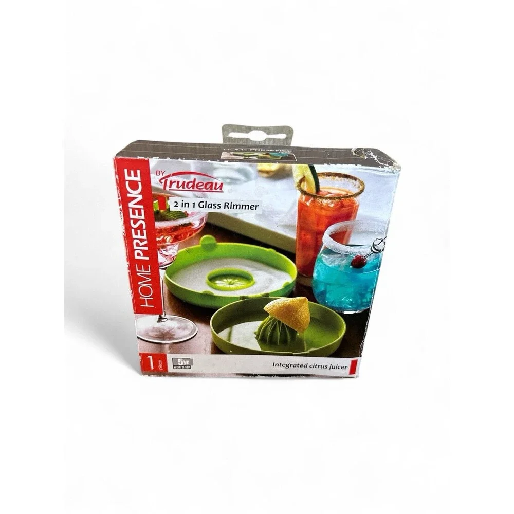 Trudeau 2-in-1 Glass Rimmer Juicer w/ Integrated Citrus Juicer Green Margarita